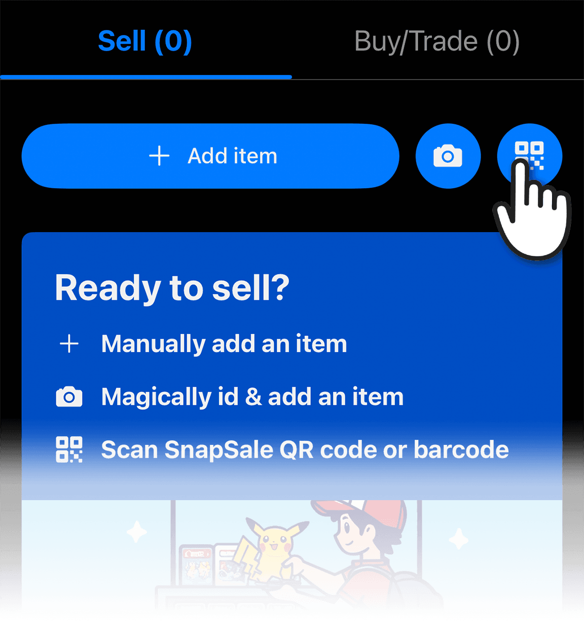 SnapSale Sell cart with an inventory item added